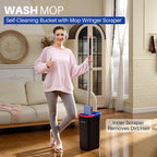 JOYMOOP Mop and Bucket Set for Home, Hands-Free Self-Cleaning System, with 5 Reusable Microfiber Mop Pads, Suitable for Floor Cleaning and Wall Cleaner - Black+Red+Slate Blue