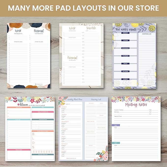 bloom daily planners Undated Daily Timed to-Do List Pad - Tear Off Planning Sheets - 6" x 9" - Color Blocking Marble