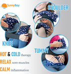 SunnyBay Small Microwave Heating Pad, Microwavable Versatile Cold/Heated Neck and Shoulder Wrap for Back Pain and More, Moist Heat Cotton-Fleece Pad, 6x11 Inches, Blue-Stars, Pack of 2
