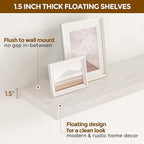 Fun Memories Rustic Wood Floating Shelves for Wall, 36 x 9 Wall Shelves Set of 2, Deep Floating Shelf for Kitchen, Living Room Storage & Display, Deep Wooden Bookshelf, Brich Color