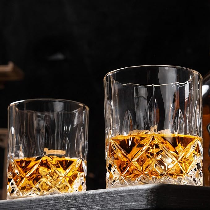KANARS Whiskey Glasses Set of 6 with Elegant Gift Box,10 Oz Premium Old Fashioned Crystal Glass Tumbler for Liquor, Scotch, Cocktail or Bourbon Drinking, Gifts for Birthday Wedding Anniversary