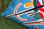 Kandinsky Modern Pillow Cover - Blue Painting | Abstract Throw Pillows | Modern Chair Cushion| Contemporary Accent Pillows | Mid Century Chair Cushions | Handmade Wool Size 18x18