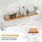 RICHFOCUS Live Edge Elm Floating Shelves - 55" W x 9.3" D Rustic Solid Wood Wall Shelves with Invisible Bracket, Wall-Mounted for Living Room, Bedroom, Kitchen Storage & Display, Set of 1, Natural