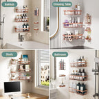 Veken Shower Caddy 6-Pack, No Drilling & Rustproof, Waterproof Adhesive Shelves Rack with Soap Holder, Large Capacity Bathroom Organizers and Storage, Wall-Mounted Kitchen & Home Decor