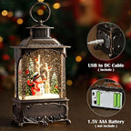 Snowman Snow Globe Lantern Christmas Decorations Gifts Auto Snowfall Glitter Music Collection Snowman Cardinal Birch Forest with 6H Timer USB/Battery Powered 10.2 inch