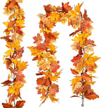 DearHouse 2 Pack Fall Garland Maple Leaf, 5.9Ft/Piece Hanging Vine Garland Artificial Autumn Foliage Garland Thanksgiving Decor for Home Wedding Fireplace Party Christmas (Yellow)