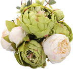 Duovlo Fake Flowers Vintage Artificial Peony Silk Flowers Wedding Home Decoration,Pack of 1 (New Green)