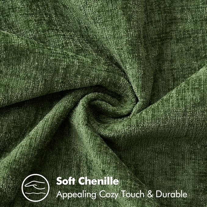 MIULEE Pack of 2 Christmas Pillow Covers 22x22 Inch Moss Green Farmhouse Decorative Throw Pillow Covers with Stitched Edge Soft Chenille Solid Dyed Couch Pillow Covers for Sofa Bed Living Room