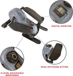 Sunny Health & Fitness 2-in-1 Sit/Stand Mini Elliptical Machine, Portable Under Desk Peddler Exerciser for Senior Home Workout, Optional Free Sunnyfit App Bluetooth Link, Handlebars or Resistance Band