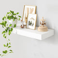 Deep Floating Shelves for Wall | 24 Inch Wide x 12 Inch Deep White Floating Shelves | 24W x 12D Rustic Wood Wide Wall Shelves | Bookshelf Laundry Shelf TV Shelf