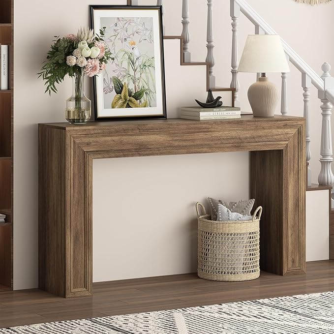 Rresyet 55 Inch Long Console Table, Sofa Table Behind Sofa, Wooden Entryway Table, Farmhouse Entryway Table for Entry, Hallway, Living Room (Wood)