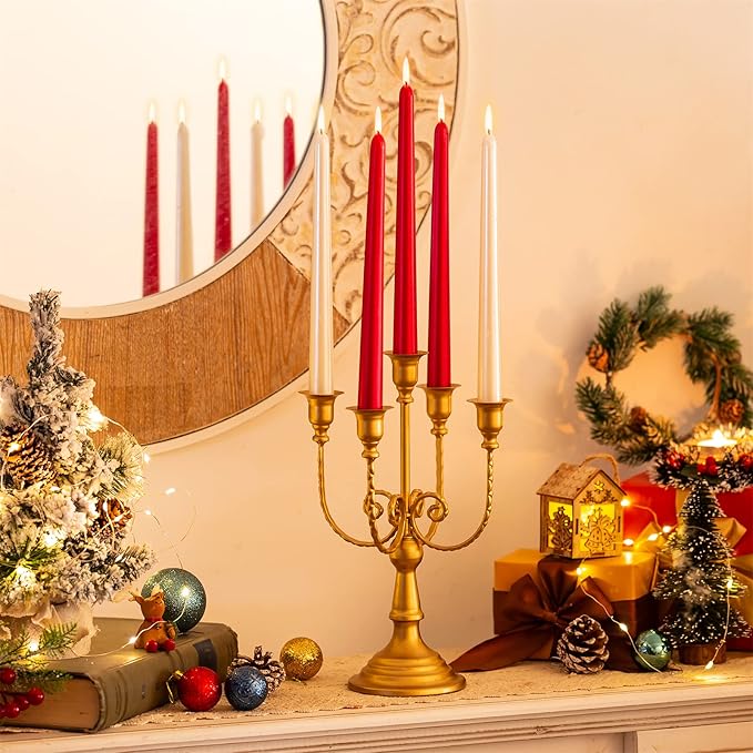 Sziqiqi Candelabra Candle Holder Gold Set of 2-5-stem Metal Candlestick Holders for Taper Candles for Centerpieces Table Wedding Birthday Fireplace Christmas Decor