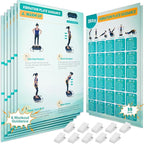 Vibration Plate Exercise Machine Poster - Upgraded 6 Workout Guidance & 10 Pcs Planner & 10 Pcs Double-Sided Clips, Comprehensive Whole Body Wave Vibrating Workout Chart, Pink