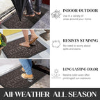 Yimobra Welcome Door Mat Outdoor Indoor, Non Slip Front Doormats, Heavy Duty Rubber Backing, Low-Profile Entrance Mat, Absorbent Resist Dirt, Easy Clean Patio Garage Floor Mats, 29.5 x 17, Brown