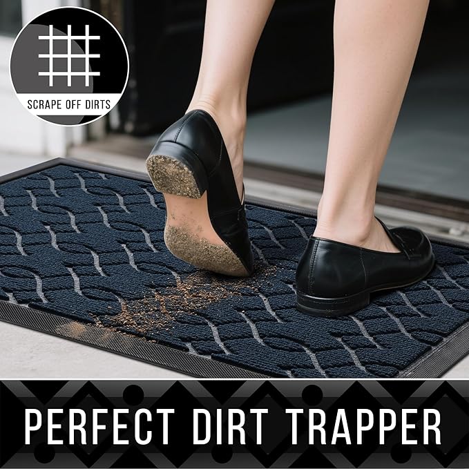 Yimobra Front Door Mat Outdoor Indoor 72x24, All-Season, All-Weather, Heavy Duty Welcome Door Mats Outside Entrance, Non Slip Porch Patio Entrance Mat, Blue