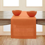 Solino Home Linen Hemstitch Table Runner 108 Inches Long - 100% Pure Linen Pumpkin Table Runner 14 x 108 Inch for Fall, Autumn, Halloween, Thanksgiving - Classic Hemstitch