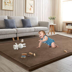Baby Play Mat for Floor Tummy Time Mat Nursery Rug Muscle Mat Area Rug Playroom Rug Tatami Mat 6'7"x6'7" Memory Foam 1.3" Thick Crawling Mat for Babies,Toddlers, Infants, Kids,Floor Mat,Coffee