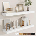 fuqing Floating Shelves for Wall, Bathroom Shelf Wall Mounted for Storage, Shelves with Invisible Bracket for Bedroom, Kitchen, Living Room, Farmhouse Small Book Shelf, 32 Inch Set of 2, White