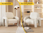 Modern Sherpa Accent Chair, Teddy Upholstered Arm Single Sofa, Cozy Fluffy Reading Chair for Living Room, Bedrooms, Corner (Cream White)