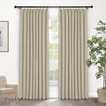 Macochico 100% Blackout Pinch Pleated Linen Curtains 84 Inch Length Thermal Blackout Curtains for Bedroom Living Room Nursery Beige Farmhouse Burlap Curtains with Tieback 52”Wx84”L 1 Panel