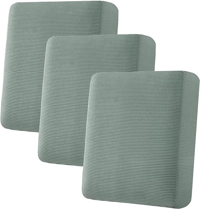 H.VERSAILTEX Super Stretch Individual Seat Cushion Covers Sofa Covers Couch Cushion Covers Slipcover Sets Thick Jacquard Textured Twill Fabric (3 Piece Sofa Cushion Covers, Sage)