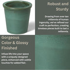 Emissary Round Stoneware Planter (Parent SKU 12012) (Green, 8" D x 7" H)
