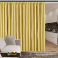 Yellow Pinch Pleat 100% Blackout Drapes Linen Blend, Room Divider, Room Darkening, Energy Saving, Furniture Protecting, Light Blocking Extra Wide Privacy Curtains, 200Wx102L, 1 PC