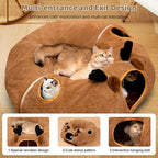 Odoland Reindeer Cat Tunnels Bed with 20 Kitten Toys for Indoor Cats, Plush Cats Couch Tunnel Bed - Kittens Cave Donut Tunnel - Detachable Soft Cat Bed and Variety Kitty Toy Set