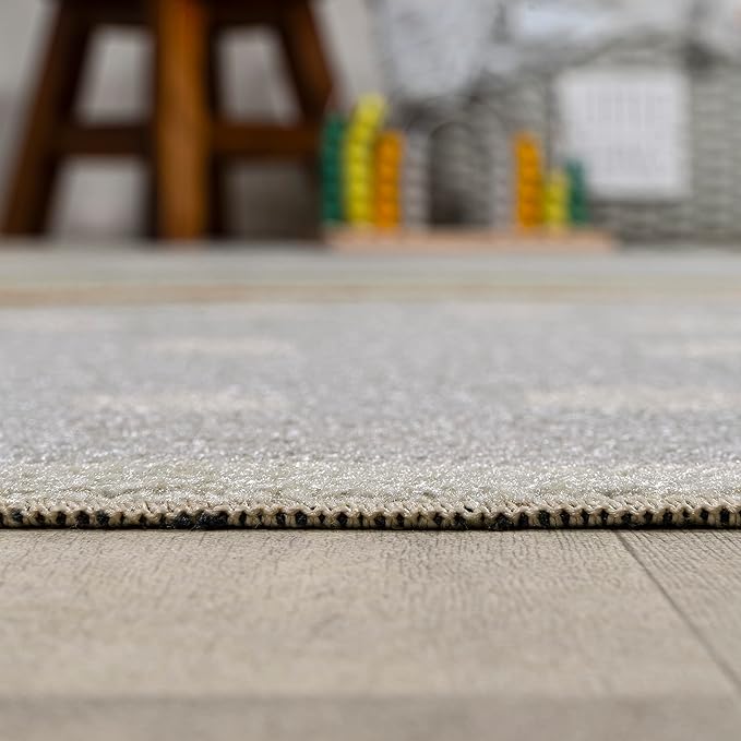 JONATHAN Y Machine-Washable Gray/Ivory/Yellow Runner Rug, 2x8, Minha Rainbow Dots, Kids & Novelty, Casual, Classic, Bedroom, Kitchen, Living Room, Easy-Cleaning, Non-Shedding (KDW102A-28)