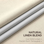 Joydeco Pinch Pleated Linen Curtains Darkening Drapes for Bedroom, 100% Blackout Drapes 96 inches Long 2 Panels Heat Blocking Curtains(Bleached Sand,40'' Wx96'' L)