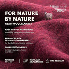 Woolly Mammoth Woolen Company Outdoor Merino Wool Throw Blanket - 66" x 90" Large Burgundy - Camping Essentials Bedroll & Emergency Survival Gear - Heavyweight Thermal & Breathable