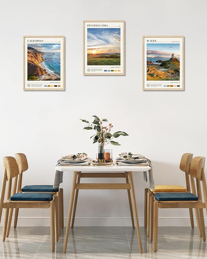 HesenDot Natural OAK Wood Framed Pennsylvania Wall Art,12x16in Appalachian Mountains Scenery Canvas Wall Print,Classic Urban Landmark Wall Decor for Living Room, Bedroom,Office Gallery Set of 1