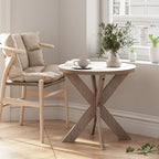 COZAYH Farmhouse Cross Leg Round End Table - Vintage Grey