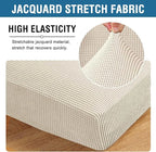 H.VERSAILTEX Super Stretch Individual Chaise Cover Sectional Couch Covers for L Shaped Sofa Both Left/Right Featuring Thick Jacquard Textured Twill Fabric (1 Piece Chaise Cover Large, Natural)