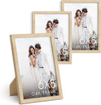 HAUS AND HUES 6x8 Natural Oak Wooden Picture Frame - Set of 3 6x8 Poster Frame - Premium Oak, Vertical Hang, Shatterproof Plexiglass - Ideal for Home, Room, Office (6x8-inch, Natural, Set of 3)