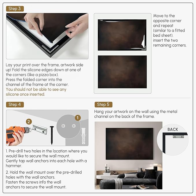 SIGNWIN 46"x72" Extra Large Framed Wall Art Dark Brown Abstract Moody Illustration for Home Living Room Bedroom Decor (Frame Assembly Required)