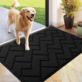 hicorfe Indoor Doormat,Front Back Door Mat Rubber Backing Non Slip Door Mats 24"x35" Absorbent Resist Dirt Entrance Doormat Inside Floor Mats for Entryway Washable Low-Profile(Black)
