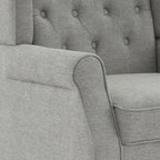 UIXE High Back Accent Chair, Upholstered Armchair in Fabric, Retro Wingback Arm Chair for Living Room, Comfy Single Sofa Bedroom Reading Seat with Solid Wood Legs - Light Gray