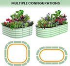 2 Pcs 6x3x1ft Oval Raised Garden Bed, Galvanized Raised Beds,Open-Ended Base Metal Raised Planter Beds,Garden Bed Outdoor,Planter Raised Boxes for Vegetables, Flowers,Tool-Free Asse,Green