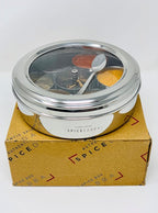 spice dabba Stainless Steel Indian Spice Box, Steel Masala Dabba, Double Lid Spice Container | Gift for Chefs | Size 8x8x2 In (Spice Box Only)