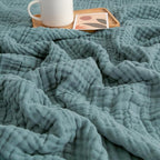 EMME Cotton Blanket Queen Size for Bed Soft Large Muslin Bed Blankets 90"x90" Lightweight Breathable Layering Bedspread All Season Gauze, Teal