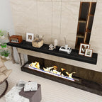 Fun Memories 72 Inch Floating Shelf, 12 Inch Deep Wall Shelf for Fireplace Mantel, Deep Storage Shelves for Home & Office, Wall Shelves with Invisible Bracket, Black, Set of 1