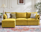 102.6" Modular Sectional Sofa, L Shaped Couch Set for Living Room, 3-Seater Comfy Cloud Couches with Movable Storage Ottoman,DIY Combination - Chenille Yellow