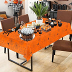 2 Pcs Halloween Tablecloth - Plastic Halloweens Spider Webs Table Cloth, Orange Disposable Rectangle Spiderweb Table Cover for Halloween Party Decorations Supplies Favors Tables Decor, 108 x 54 Inch