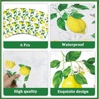 Lemon Placemats Set of 6 Summer Plastic Table Mats Yellow Lemonade Theme Place Mats Washable Vinyl Rustic Holiday Table Decoration for Indoor Outdoor Party Kitchen Dining