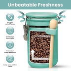 Home Intuition 4-Piece Ceramic Kitchen Canisters Set, Airtight Containers with Wooden Spoons Reusable Chalk Labels and Marker for Sugar, Coffee, Flour, Tea (Turquoise)