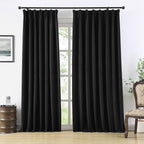RAIN CITY Extra Wide Blackout Curtains 70 x 84 Inch Long, Linen Blend Black Out Pleated Curtains 2 Panels Set, Back Tab Pocket Textured Curtain for Home Office Patio Sliding Glass Door
