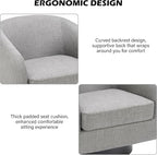 Swivel Barrel Accent Chair Set of 2, Modern Round Linen Arm Chair for Living Room, Bedroom, Comfy Club Reading Chairs for Adults-Linen Fabric Light Grey