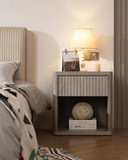 SICOTAS Large Nightstand with Drawer Storage - Grey Alder