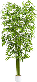 Artificial Tree Fake Plants, Artificial Bamboo Tree 7FT Tall in White Potted, Artificial Tree Indoor Decor Bamboo Silk Tree with Natural Wood Trunk, for Home Office Living Room Modern